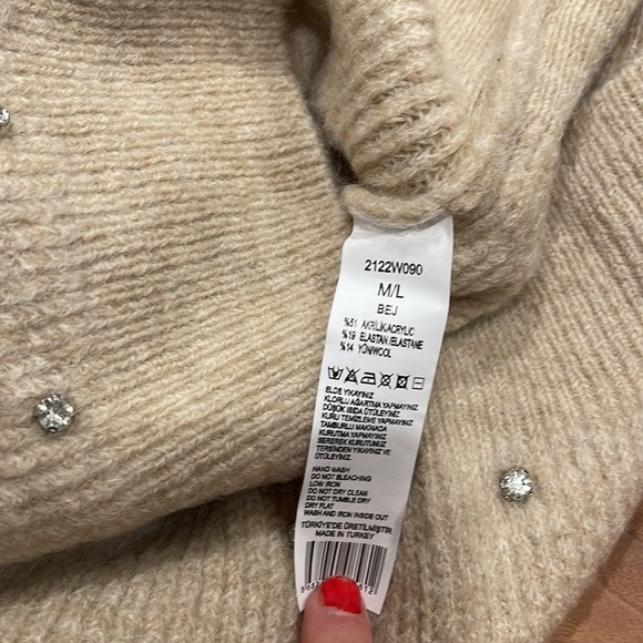 Wool mix sweater with crystals. Open back sweater. NWT - Picture 9 of 9